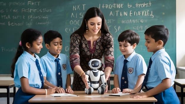 Teacher in classroom with students